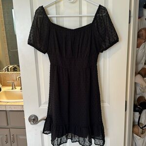Black short sleeve polka dot dress. Size small.